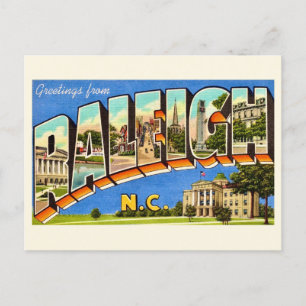 Cartão Postal Saudações Coloridas de Raleigh NC