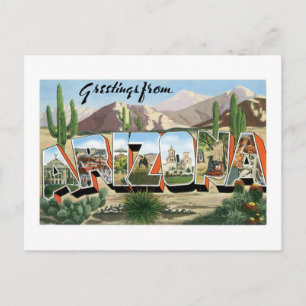 Cartão Postal Saudações da Arizona! Deserto de Catcus Retro