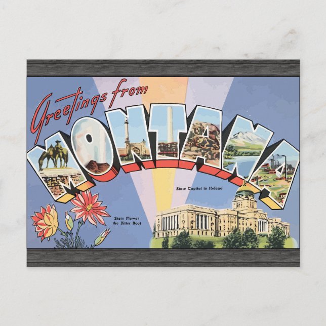 Cartão Postal Saudações Da Capital Estatal De Montana Em Helena, (Frente)
