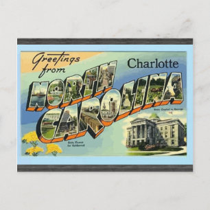 Cartão Postal Saudações Da Carolina Do Norte Charlotte, Vintag