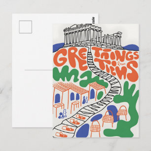Cartão Postal Saudações da cidade de Atenas 