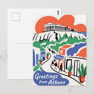 Cartão Postal Saudações da cidade de Atenas