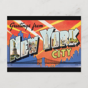 Cartão Postal Saudações da Cidade de Nova York_Cartaz de Viagem 