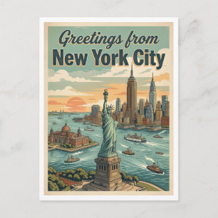 Cartão Postal Saudações da Cidade de Nova York Estátua da Liberd