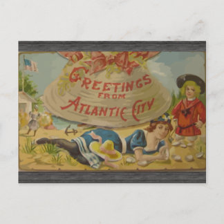Cartão Postal Saudações Da Cidade Do Atlântico, Vintage