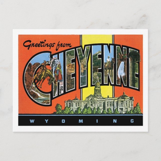 Cartão Postal Saudações Da Cidade Dos EUA De Cheyenne Wyoming (Frente)
