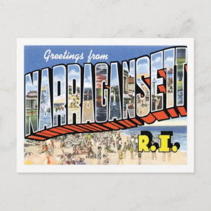Cartão Postal Saudações Da Cidade Dos EUA De Narragansett Rhod