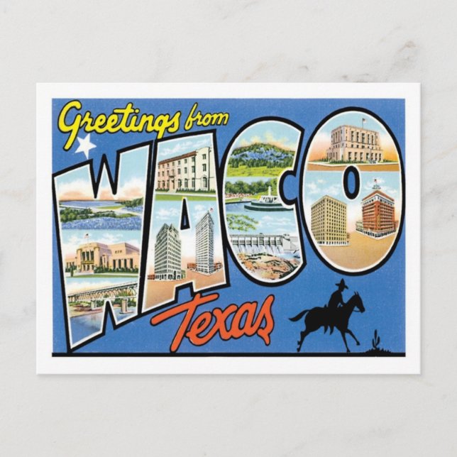 Cartão Postal Saudações Da Cidade Dos EUA De Waco Texas (Frente)