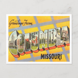 Cartão Postal Saudações da Colúmbia, Viagens vintage do Missouri