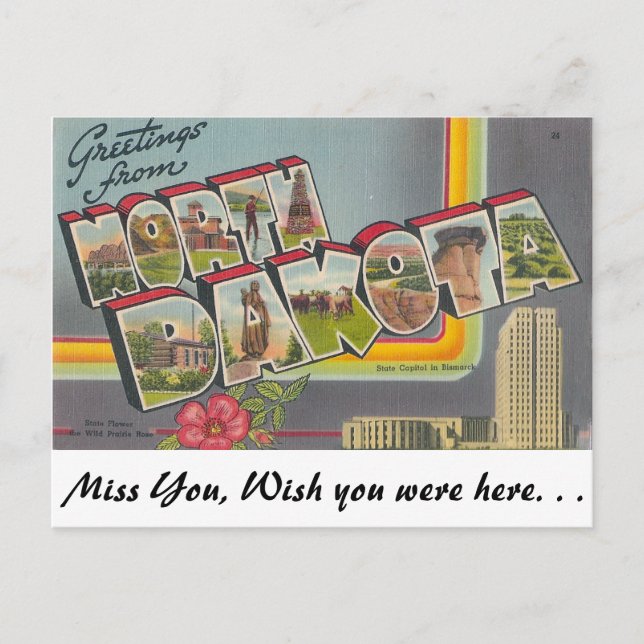 Cartão Postal Saudações da Dakota do Norte (Frente)