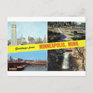 Cartão Postal Saudações da década de 1950 em Minneapolis