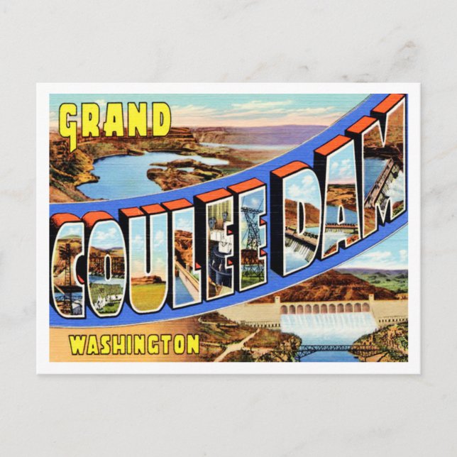 Cartão Postal Saudações da Grande Coulee Dam, Washington Viagem (Frente)
