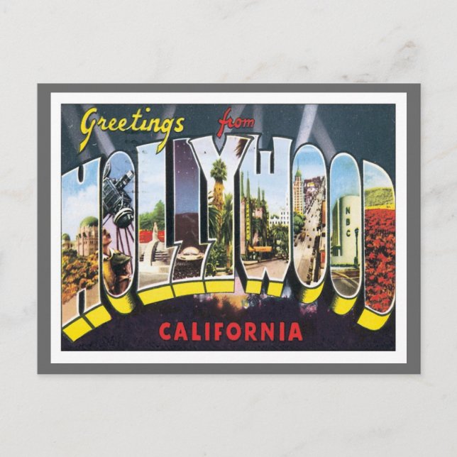 Cartão Postal Saudações Da Hollywood California (Frente)
