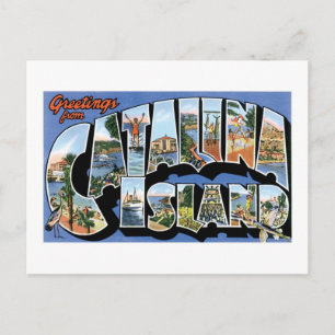 Cartão Postal Saudações da Ilha Catalina, Califórnia Retro