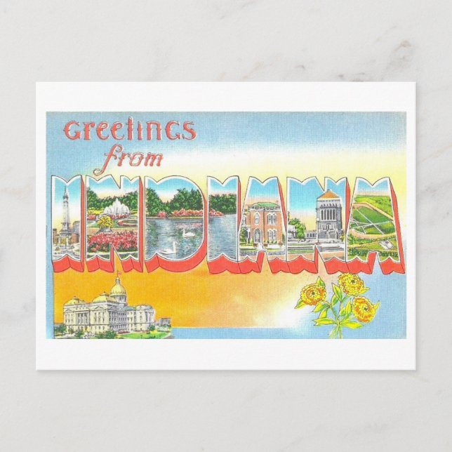 Cartão Postal Saudações da Indiana Vintage (Frente)