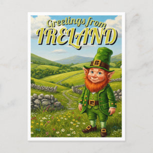 Cartão Postal Saudações da Irlanda Leprechaun