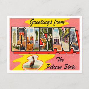 Cartão Postal Saudações da Louisiana, a Viagem do Estado Pelican