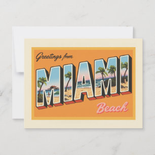 Cartão Postal Saudações da Miami Beach Vintage