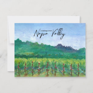 Cartão Postal Saudações da Napa Valley Vineyard Red Roses 