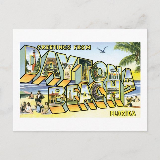 Cartão Postal Saudações da praia de Daytona, FL (Frente)