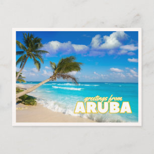 Cartão Postal Saudações da Praia Tropical Retro Vintage de Aruba