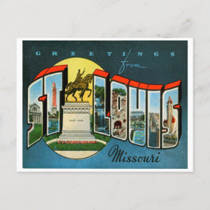 Cartão Postal Saudações da Rua Louis, Missouri Viagens vintage