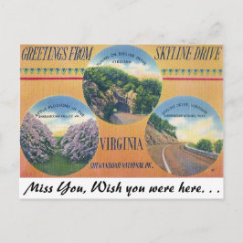 Cartão Postal Saudações da Skyline Drive, Virgínia