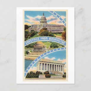 Cartão Postal Saudações da Viagem Antiga de Washington DC