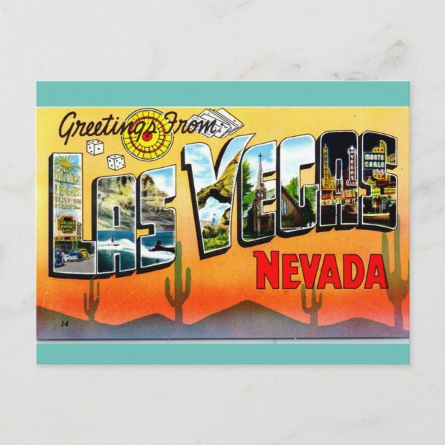 Cartão Postal Saudações da viagem de Las Vegas Nevadas (Frente)