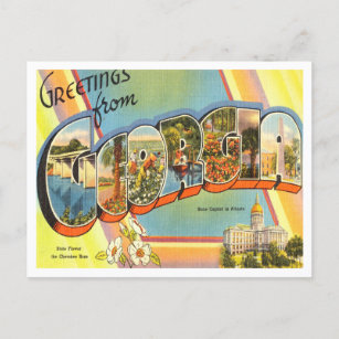 Cartão Postal Saudações da Viagens vintage da Geórgia