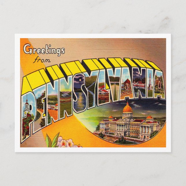 Cartão Postal Saudações da Viagens vintage da Pensilvânia (Frente)