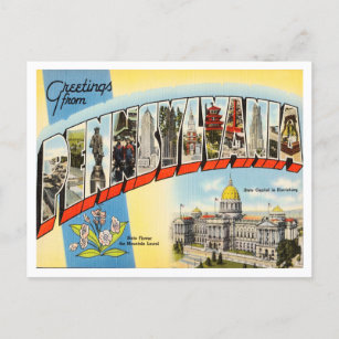 Cartão Postal Saudações da Viagens vintage da Pensilvânia