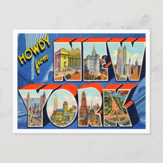 Cartão Postal Saudações da Viagens vintage de Nova Iorque