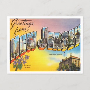 Cartão Postal Saudações da Viagens vintage de Nova Jersey