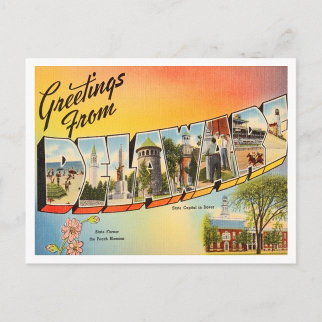 Cartão Postal Saudações da Viagens vintage Delaware (Frente)