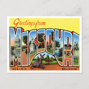 Cartão Postal Saudações da Viagens vintage do Missouri