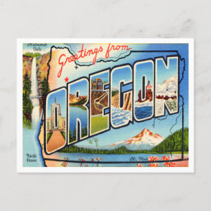 Cartão Postal Saudações da Viagens vintage do Oregon