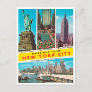 Cartão Postal Saudações da Viagens vintage Nova Iorque