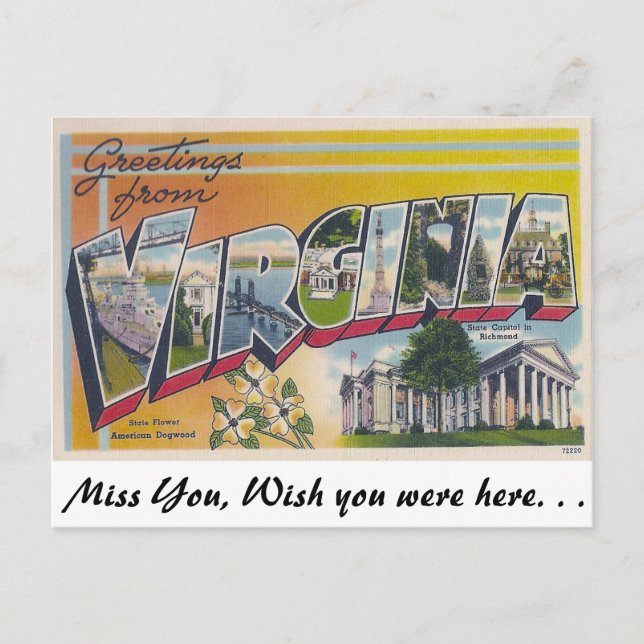 Cartão Postal Saudações da Virgínia (Frente)