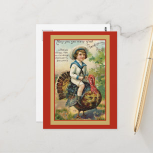 Cartão Postal Saudações de Ação de Graças Vintage