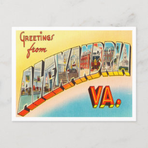 Cartão Postal Saudações de Alexandria, Virginia Viagens Antigas