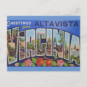 Cartão Postal Saudações de Alta Vista Virginia Postcard