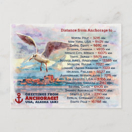 Cartão Postal Saudações de Anchorage - Pintura de Aquarela