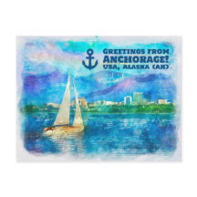 Saudações de Anchorage - Pintura de Aquarela