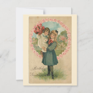 Cartão Postal Saudações de Aniversário, Irmãs Vitorianas, Década