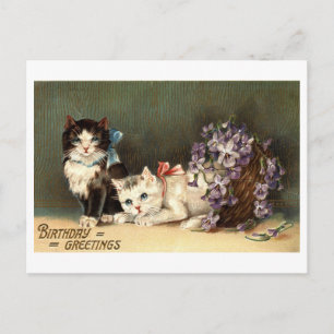 Cartão Postal Saudações de Aniversário Reprodução Vintage 1910