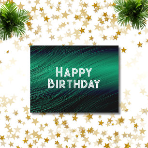Cartão Postal Saudações de Aniversário Verdes e Elegantes