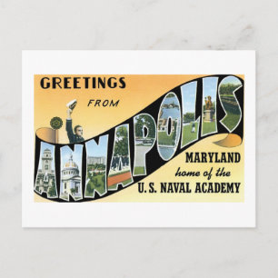 Cartão Postal Saudações de Annapolis, MD, Casa do Academ Naval