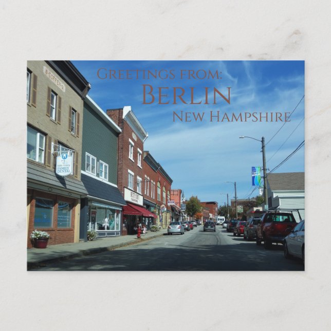 Cartão Postal Saudações de Berlin New Hampshire (Frente)