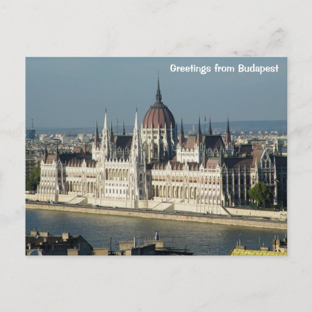 Cartão Postal Saudações de Budapeste - Parlamento da Hungria (Frente)